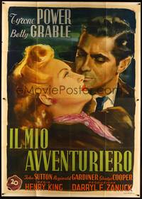 2e278 YANK IN THE R.A.F. Italian 2p '48 different art of Tyrone Power & Betty Grable by Brini!