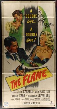2f026 FLAME 3sh '47 John Carroll w/pistol grabs Vera Ralston, film noir!