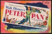 2f379 PETER PAN pressbook back cover '53 Walt Disney animated cartoon fantasy classic!
