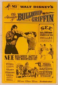 2f050 ADVENTURES OF BULLWHIP GRIFFIN pressbook '66 Disney, beautiful belles, mountain ox battle!