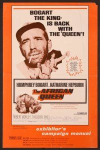 2f051 AFRICAN QUEEN pressbook R68 Humphrey Bogart & Katharine Hepburn, directed by John Huston!