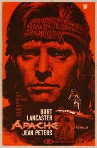 2f059 APACHE pressbook '54 directed by Robert Aldrich, Native American Burt Lancaster!