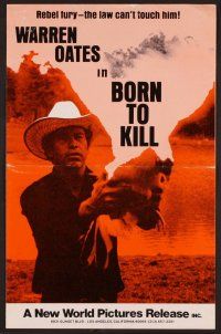 2f112 COCKFIGHTER pressbook '75 Warren Oates is Born to Kill, the law can't touch him!