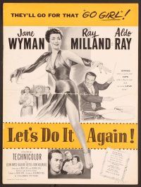 2f258 LET'S DO IT AGAIN pressbook '53 Ray Milland, art of sexy go go girl Jane Wyman!