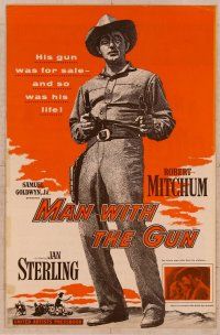 2f293 MAN WITH THE GUN pressbook '55 Robert Mitchum as a man who lived and breathed violence!