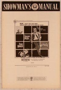 2f318 MIRAGE pressbook '65 is the key to Gregory Peck's secret in his mind, or in Baker's arms?