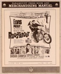 2f432 ROUSTABOUT pressbook '64 roving, restless, reckless Elvis Presley on motorcycle with guitar!