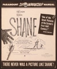 2f455 SHANE pressbook '53 classic western, Alan Ladd, Jean Arthur, Van Heflin, Brandon De Wilde