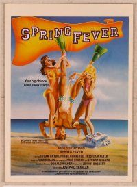 2f470 SPRING FEVER pressbook '82 Canadian beach comedy, wacky art of girls pouring beer on guy!