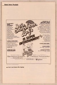 2f482 SUNSHINE BOYS pressbook '75 George Burns, Walter Matthau, Lee Meredith, Al Hirschfeld art!