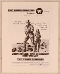 2f529 TRAIN ROBBERS int'l pressbook '73 cowboy John Wayne & sexy Ann-Margret!