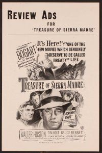 2f532 TREASURE OF THE SIERRA MADRE pressbook ad supplement '48 Humphrey Bogart, John Huston