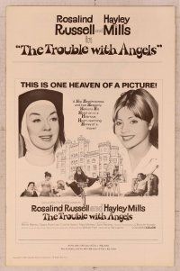 2f533 TROUBLE WITH ANGELS pressbook '66 Hayley Mills, Binnie Barnes, nun Rosalind Russell on bike!