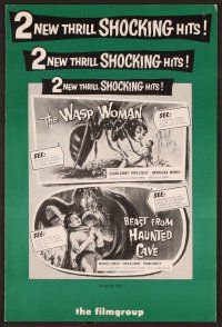2f548 WASP WOMAN/BEAST FROM HAUNTED CAVE pressbook '59 fantastic horror/sci-fi double bill!