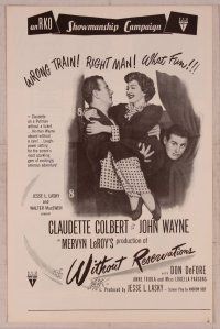 2f562 WITHOUT RESERVATIONS pressbook R60s John Wayne & Claudette Colbert!