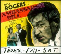 2g111 AMBASSADOR BILL glass slide R36 Will Rogers close up & with Marguerite Churchill!