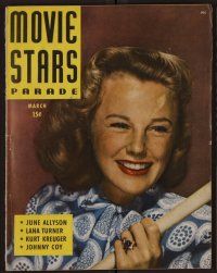 2g100 MOVIE STARS PARADE magazine March 1946 portrait of June Allyson by Clarence Sinclair Bull!