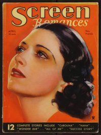 2g077 SCREEN ROMANCES magazine April 1934 best art portrait of Kay Francis by Morr Kusnet!