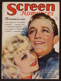 2g080 SCREEN ROMANCES magazine July 1934 art of Bing Crosby & Carole Lombard in We're Not Dressing!