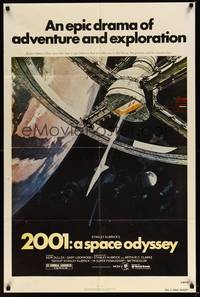2h004 2001: A SPACE ODYSSEY 1sh R80 Stanley Kubrick, art of space wheel by Bob McCall!