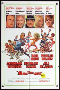 2h015 8 ON THE LAM 1sh '67 Bob Hope, Phyllis Diller, Jill St. John, wacky Jack Davis art of cast!