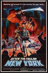 2h022 AFTER THE FALL OF NEW YORK 1sh '84 post-apocalyptic NYC, cool Luis Dominguez action art!