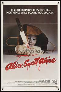 2h028 ALICE SWEET ALICE 1sh '77 first Brooke Shields, disturbing knife-in-doll image!
