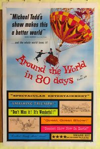 2h044 AROUND THE WORLD IN 80 DAYS 1sh '56 all-stars, around-the-world epic!