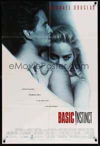 2h068 BASIC INSTINCT DS 1sh '92 Paul Verhoeven directed, Michael Douglas & sexy Sharon Stone!
