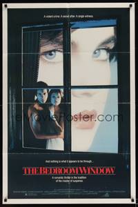 2h076 BEDROOM WINDOW 1sh '86 Steve Guttenberg holds Isabelle Huppert, Elizabeth McGovern!