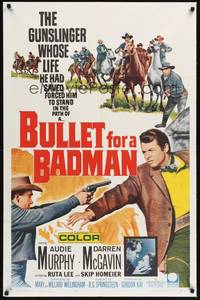 2h124 BULLET FOR A BADMAN 1sh '64 cowboy Audie Murphy is framed for murder by Darren McGavin!