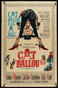2h138 CAT BALLOU 1sh '65 classic sexy cowgirl Jane Fonda, Lee Marvin, great artwork!