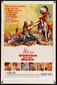 2h196 CUSTER OF THE WEST style A 1sh '68 art of Robert Shaw at the Battle of Little Big Horn!