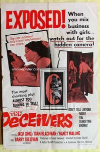 2h421 INTIMACY 1sh '66 Jack Ging, Joan Blackman, watch out for the hidden camera!