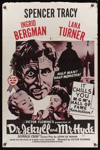 2h236 DR. JEKYLL & MR. HYDE 1sh R54 cool art of Spencer Tracy as half-man, half-monster!