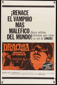 2h240 DRACULA PRINCE OF DARKNESS Spanish/U.S. 1sh '66 great image of vampire Christopher Lee!