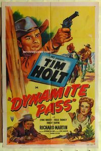 2h247 DYNAMITE PASS style A 1sh '50 Tim Holt, Richard Martin & Lynne Roberts in western action!