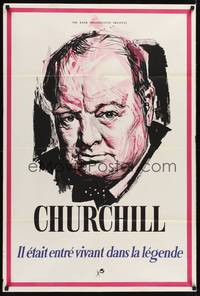 2h159 CHURCHILL: CHAMPION OF FREEDOM Eng/French 1sh '65 great portrait artwork of Winston!