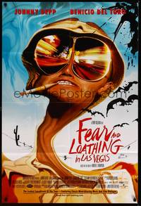 2h283 FEAR & LOATHING IN LAS VEGAS DS 1sh '98 psychedelic art of Johnny Depp as Hunter S. Thompson!