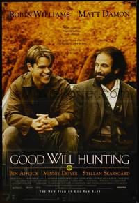 2h333 GOOD WILL HUNTING 1sh '97 great image of smiling Matt Damon & Robin Williams!