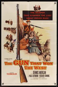 2h345 GUN THAT WON THE WEST 1sh '55 Dennis Morgan uses the 1st repeating rifles to stop Indians!
