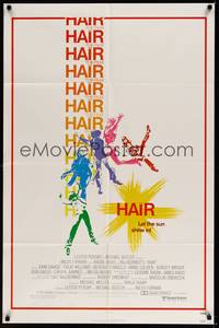 2h352 HAIR 1sh '79 Milos Forman, Treat Williams, musical, let the sun shine in!