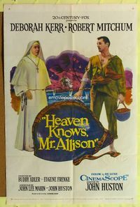 2h370 HEAVEN KNOWS MR. ALLISON 1sh '57 Robert Mitchum & nun Deborah Kerr!