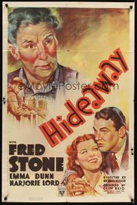 2h381 HIDEAWAY 1sh '37 great artwork of Fred Stone, Emma Dunn!