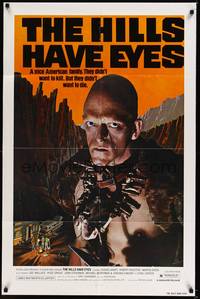 2h383 HILLS HAVE EYES 1sh '78 Wes Craven, classic creepy image of sub-human Michael Berryman!