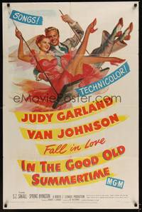 2h413 IN THE GOOD OLD SUMMERTIME 1sh '49 wonderful artwork of Judy Garland & Van Johnson swinging!