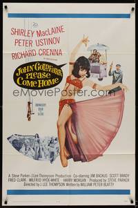 2h438 JOHN GOLDFARB, PLEASE COME HOME 1sh '64 sexy image of dancer Shirley MacLaine!
