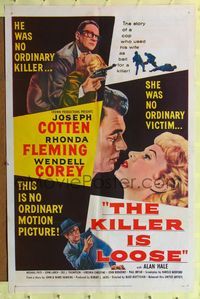 2h449 KILLER IS LOOSE 1sh '56 Budd Boetticher, art of Joseph Cotten & Rhonda Fleming!