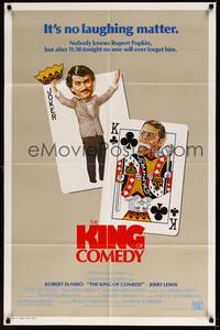 2h451 KING OF COMEDY 1sh '83 Robert DeNiro, Martin Scorsese, Jerry Lewis, cool playing card art!