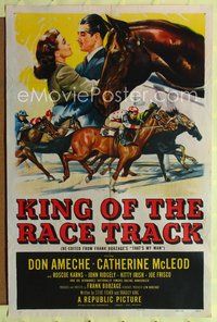 2h453 KING OF THE RACE TRACK 1sh '53 Don Ameche, Catherine McLeod, great horse racing images!